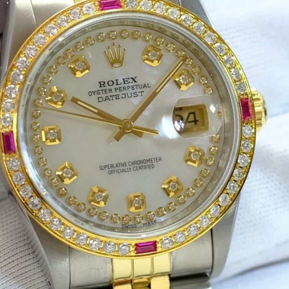 Sold!! Rolex Datejust Diamond Ruby Bezel 36mm Watch Unisex - Picture 9 of 13